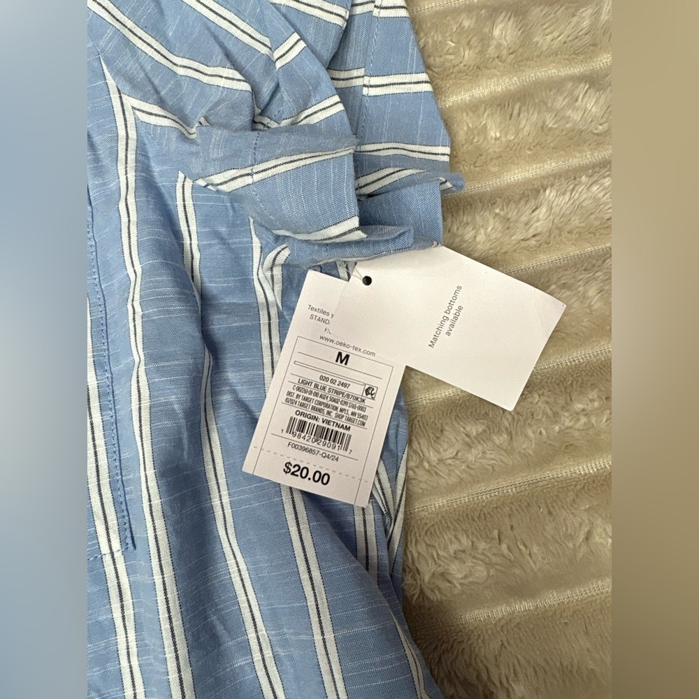 AUDEN striped Blue and White Striped Button-Up sleep Shirt - Picture 3 of 4
